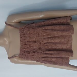 So Juniors terry cloth tank smocked peplum sleeveless top brown‎ size XXL